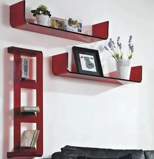 Wall mounted acrylic living room display holder lucite display shelf