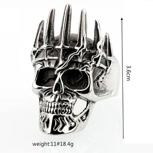 Anillo de calavera de acero inoxidable yunnique, diseño de corona gótica Punk, regalo de joyería de moda para hombre - Product Image 5