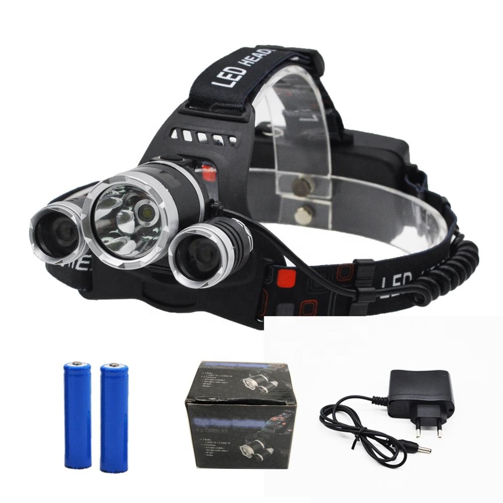 3 шт. ультра яркий головной фонарик 18650 XML T6 1800 люмен перезаряжаемый светодиодный налобный фонарь