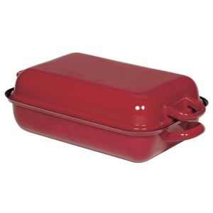 Roasting <b>Pan</b> With Lid Red Enamel Coated <b>Cast</b> Iron Rectangular Baking Dish For Oven Use - Product Image 1