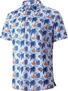 Chemises de golf pour hommes, haute élasticité, manches courtes, sans couture, évacuation de l'humidité, sensation de fraîcheur, uni, tricoté, imprimé - Product Image 4