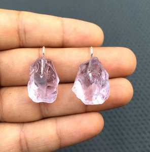 Colgante de plata de ley 92,5 de amatista Rosa Natural, piedra preciosa de 2 piezas, hecho a mano, muy impresionante - Product Image 3