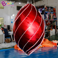 Ornements de Noël gonflables brillants, ballons miroir gonflables LED personnalisés, boule de Noël gonflable géante pour la décoration de fête