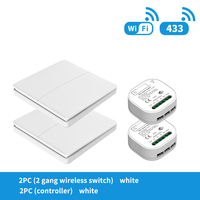 Pour Tuya App Smart Wifi commutateur sans fil auto-alimenté RF433 Module de relais de télécommande 2 voies pas de batterie requise courant Max 16A