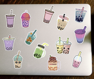 50 pièces dessin animé breloques lait thé dessin animé bulle thé boisson décalcomanies perle lait mignon Boba thé autocollant pour pour bouteille ordinateur portable - Product Image 6