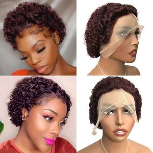 โปรโมชั่น Letsfly ราคา $10 วิกผมแท้แบบ Pixie Curly 13*4 Lace Front ความหนาแน่น 150% วิกผมสีต่างๆ สำหรับผู้หญิง - Product Image 1