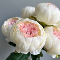 Fleurs Artificielles en Gros, Fleurs en Soie Blanches et Roses Effet Naturel, Pivoines Artificielles à 7 Têtes, Fleurs Artificielles en Soie
