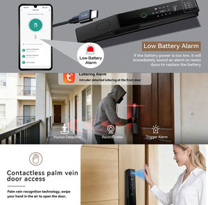 Glomarket Tuya WiFi Smart Door <b>Lock</b> With Video Intercom Fingerprint Face Recognition App IP65 Waterproof Palm Unlock Aluminum - Product Image 3