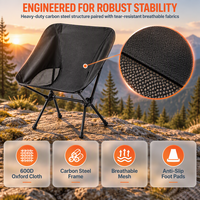 Chaise lune légère et portable à dossier haut, chaise de camping pliable respirante pour l'extérieur avec dossier pour la pêche, la plage et les pique-niques