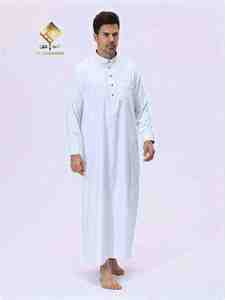 เสื้อคลุมยาวสีขาวผ้าฝ้ายสำหรับผู้ชาย Al Haramain แขนยาว ความยาวคลุมถึงพื้น เหมาะสำหรับสวมใส่ละหมาด ดีมาก - Product Image 1