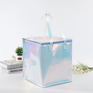 Hot Selling Customized Laser Fresh-Keeping Aluminum Foil Insulation Bag Portable Holographic Cake Food Cooler Bags - Product Image 3