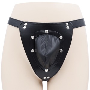 Ropa Interior de Castidad de Cuero para Hombre, Negra, Desmontable, Juguete SM de Bondage con Diseño de Nido de Pájaro, Estimulación para Adultos, Dominación Apasionada - Product Image 1