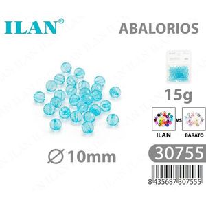 Ilan Abalorios Perline Rotonde Sfaccettate Blu Chiaro 10mm 15g - Product Image 1