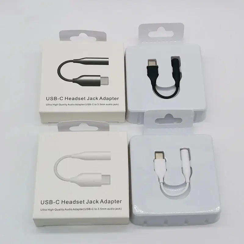 Adaptateur de prise pour casque USB C blanc noir Offre Spéciale 3.5mm pour Sumsung Galaxy S10 S20 note 20 avec boîte d'emballage