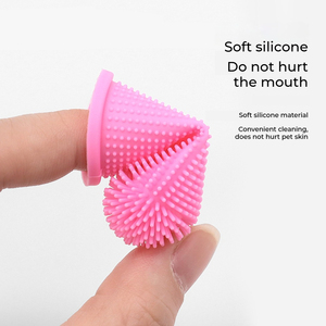 Cepillo de dientes plegable de silicona para perros y gatos, fácil limpieza de dientes, cepillo de cuidado Dental para mascotas, para uso en el baño de animales pequeños