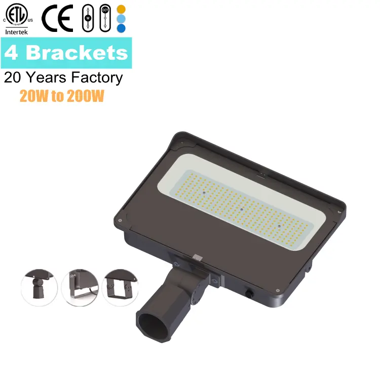 PF0.97 IP66 Ra70/80 ETL CE RoHS LED Shoebox Pole Light 80W 100W 150W 200W Parking Flood Light AC110-277V Street Area