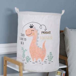 Panier à linge pliable imperméable empilable en coton et lin, seau de rangement pour vêtements sales, panier pour jouets - Product Image 6