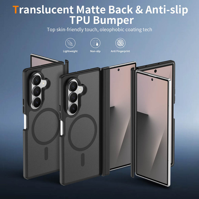 Shockproof Magnetic Dual-layer TPU+PC Anti-fingerprint Matte Fold Phone Case for for Z Fold 6/7/8 Z Flip 6/7/8