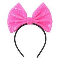 Bandeaux brodés à paillettes et gros nœuds Bandeaux de souris Minnie à paillettes de style exagéré pour femmes, filles, cerceaux de cheveux de parc