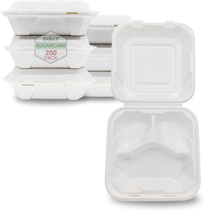 Emballage alimentaire en bagasse de canne à sucre, conteneur alimentaire à clapet - Product Image 5