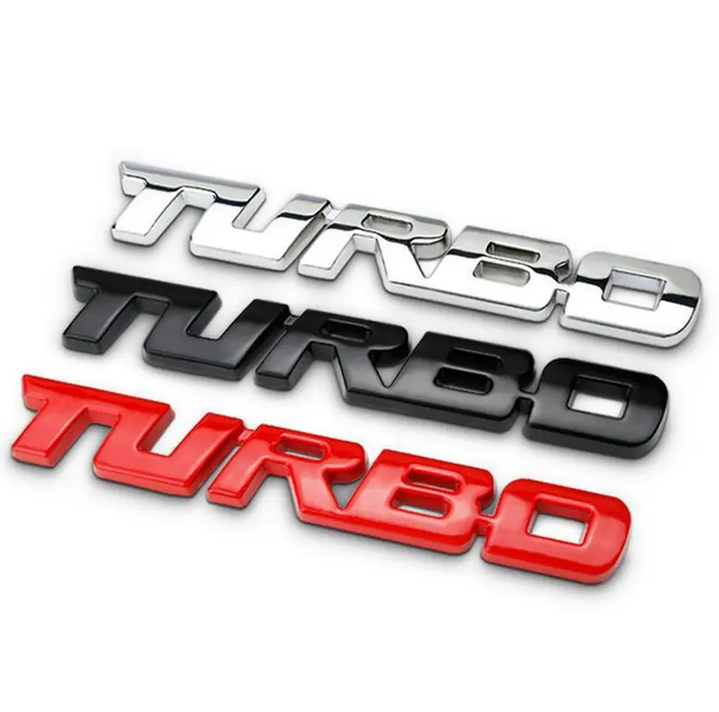 Personalizado al por mayor ABS plástico 3D Turbo letras coche insignias Auto emblemas pegatinas para la decoración del cuerpo del coche