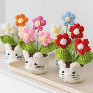 Adorno de Escritorio de Flores Tejidas a Mano Personalizadas, Simulación de Flores de Hilo, Pequeña Decoración Floral, Regalo - Product Image 4