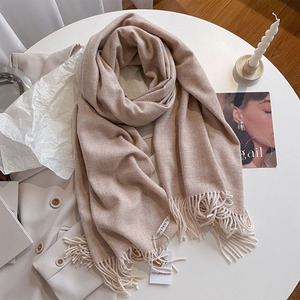 2026 Premium Custom <strong>Wedding</strong> Imitation Cashmere Scarf Winter Warm Solid Color Tassel Shawl Wrap for Women Long Thick <strong>Pashmina</strong> - Product Image 4