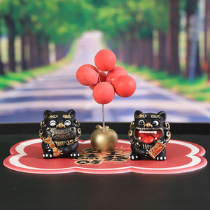 Set di 2 Statuette in Resina di <span class=keywords><strong>Leoni</strong></span> Portafortuna in Miniatura, Pronte per la Spedizione, Decorazione Feng Shui per Casa e Scrivania, Regalo Portafortuna - Product Image 3