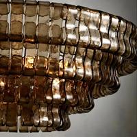 Lustre en verre fumé à étages de luxe, suspension en fer ondulé de style rétro italien pour villa, hôtel, salle à manger, lampe de designer