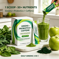 Poudre de légumes verts OEM ODM Marque privée Vente en gros Mélange de boisson instantanée riche en fibres, probiotiques et végétaux verts pour le quotidien des femmes