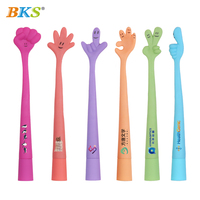 BKS publicité papeterie noir stylo en plastique Logo personnalisé cadeau stylo dessin animé caoutchouc stylo à bille