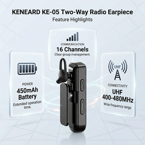 KENEARD KE-05 Mini Walkie Talkie Analógico UHF 400-480MHz 16 Canales 0.5W Radio Bidireccional Portátil con Clip <span class=keywords><strong>de</strong></span> Oreja para <span class=keywords><strong>Hotel</strong></span> y Restaurante - Product Image 2