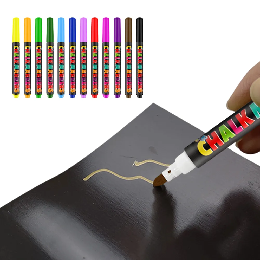 Khy Neon Kleuren Private Label Venster Water Oplosbare Aangepaste Niet Giftig Nat Wissen Liquid Chalk Marker Pen Set