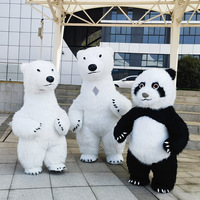 QUTENG 2,6 m Costume de mascotte gonflable personnalisé Ours polaire, Ours en peluche gonflable ambulant pour la publicité événementielle