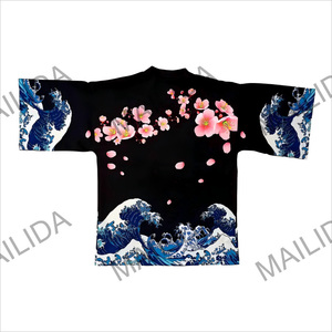Phong cách Nhật Bản haori dưới làn sóng tắt Kimono cardigan Yukata lễ hội ngoài trời trang phục Anime trang phục Happi Áo - Product Image 2