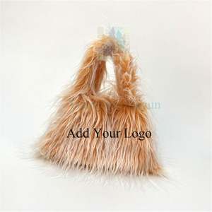 2024 Winter Newest Women's Leather Long Hair Slippers and Bag Set Women's Luxury Flat Shoes and Wallet Set - Product Image 3