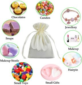 Sacs cadeaux en satin rose 15*20cm avec cordon de serrage pour bijoux, cadeaux de mariage, baby shower, sacs en soie avec motif de lettres - Product Image 3