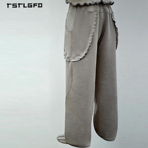 Ensemble de sweat à capuche déstructuré avant-gardiste pour homme, en molleton épais écologique, uni, décontracté, printemps, avec garniture en tricot 3D et patchwork - Product Image 3