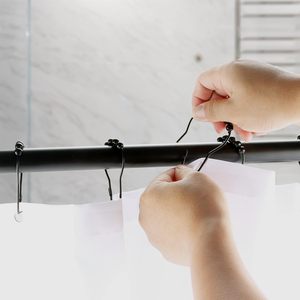 EWANG Vente en gros de crochets pour rideaux de douche en métal à 5 rouleaux pour accrocher les rideaux - Product Image 4