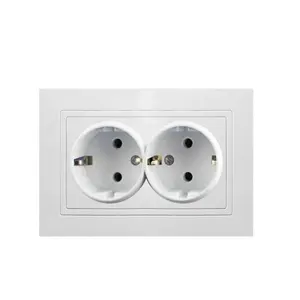 Sirode 9207 Series European Standard Modern 16A 250V White Color 2 Gang SCHUKO Electrical Wall Socket For Home