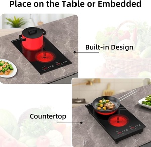 Table de cuisson électrique GTKZW à <span class=keywords><strong>2</strong></span> brûleurs, 12 pouces, à poser/encastrer, commande tactile, verrouillage enfant, minuterie, protection contre la surchauffe, 2100W, 120V - Product Image 6