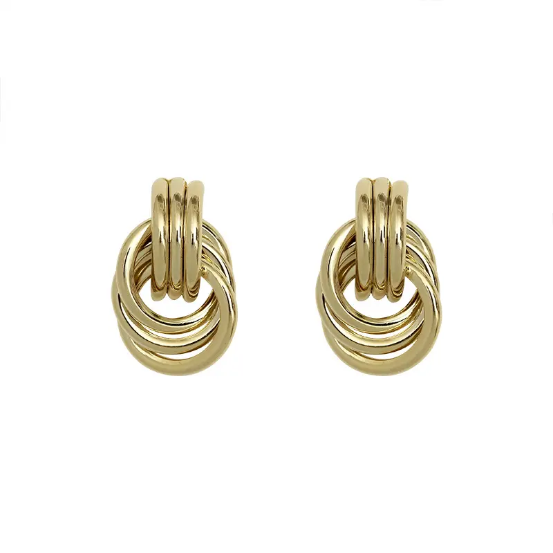 Double Circle Inter lock Infinity Ohr stecker für Frauen Statement Schmuck Gold Geometrische runde Ohrring Knoten Ohrringe