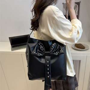 Women Shoulder Crossbody <b>Bag</b> with Oversized Bow and <b>Stud</b> Decoration - Product Image 4