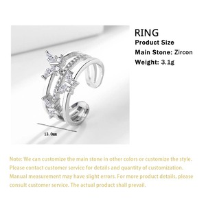 Anello Elegante e Delicato a Forma di Farfalla in Ottone Placcato Argento con Temperamento Dolce e Zirconi Brillanti Micro-Incastonati - Product Image 6