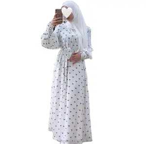 Vestido largo de manga larga con estampado de Nida para mujer, caftán islámico, elegante, Abaya, para fiesta musulmana