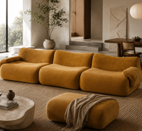Canapé modulaire contemporain avec ottoman, assise profonde, tissu doux, canapé flexible combinable pour la décoration intérieure
