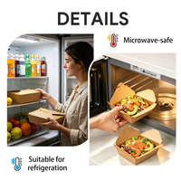 Boîte en papier kraft jetable et compostable, sac biodégradable en bagasse, conteneur alimentaire pour poulet et frites, boîte en papier