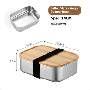 Boîte à lunch en acier inoxydable écologique avec couvercle en bambou, boîte à bento portable étanche pour le camping et les <span class=keywords><strong>repas</strong></span> en plein air - Product Image 5