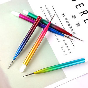 5 pièces/ensemble dégradé poignée en métal Double extrémité Nail Art <span class=keywords><strong>brosse</strong></span> ongles pointe plate applicateur d'ongles Silicone <span class=keywords><strong>brosse</strong></span> Dot <span class=keywords><strong>perceuse</strong></span> stylo ensemble - Product Image 3