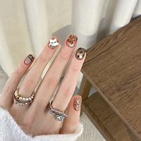 Kuku Palsu Modis Buatan Tangan Bahan Plastik ABS Full Cover Gaya Lucu Press-On Nails untuk Jari 10 Pcs/set